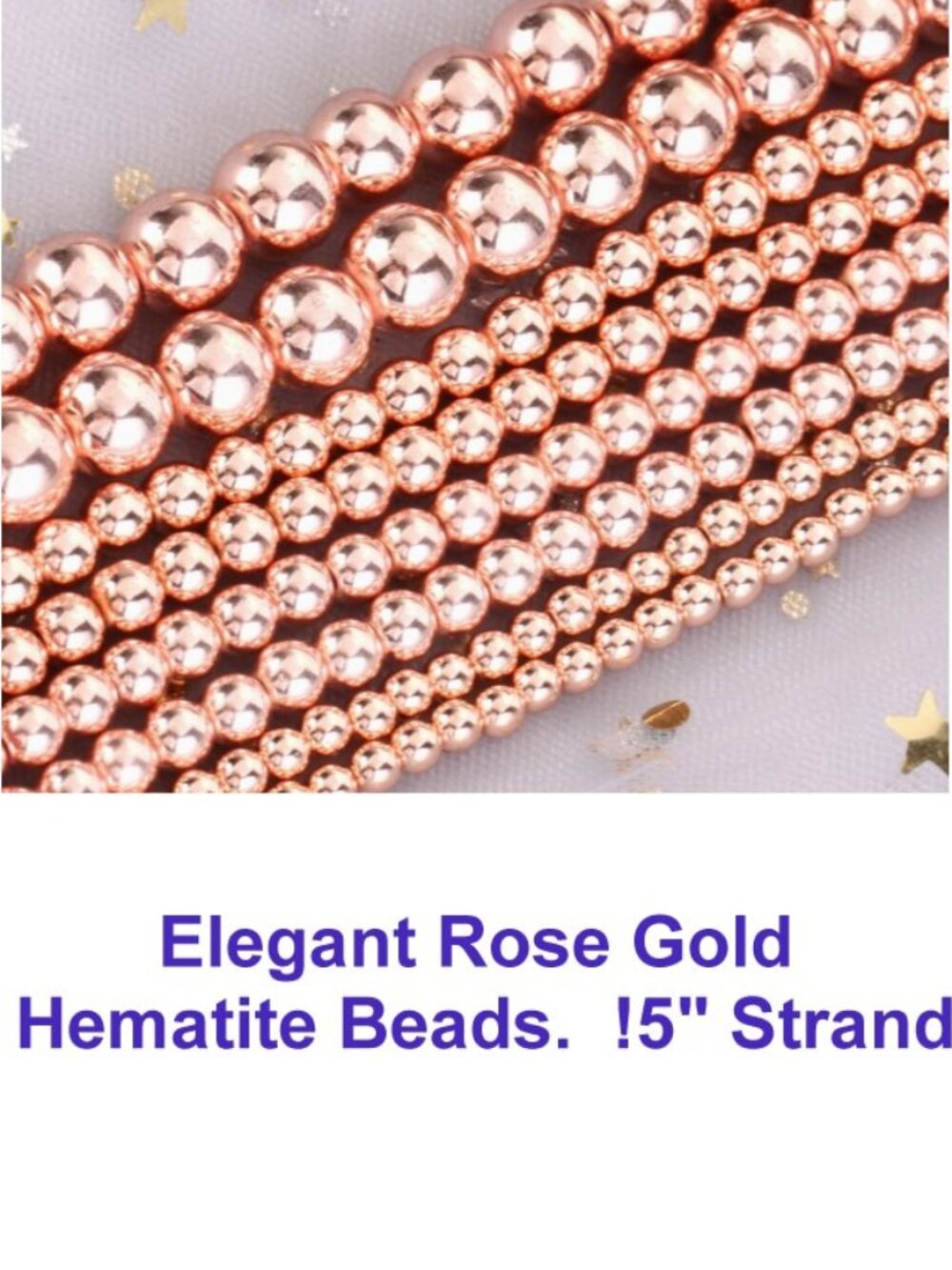 Elegant Rose Gold Hematite Beads.  15" Strand